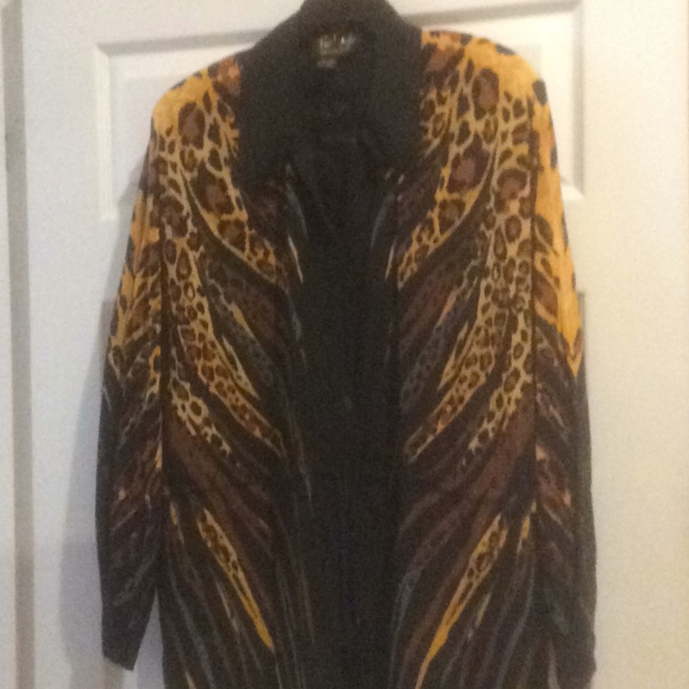 Bob Mackie anorak style animal print jacket, L